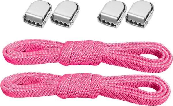 Akıllı Kilitli Ayarlanabilir 1 Çift Fuşya Pembe 6 MM Lastik Pratik Bağcık - Image 1