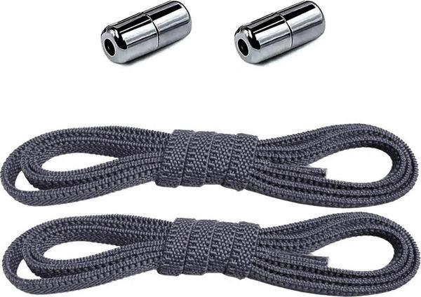 Ayarlanabilir 1 Çift Koyu Gri Vidalı Kapsül Uçlu 6 MM Lastik Pratik Bağcık - Image 1