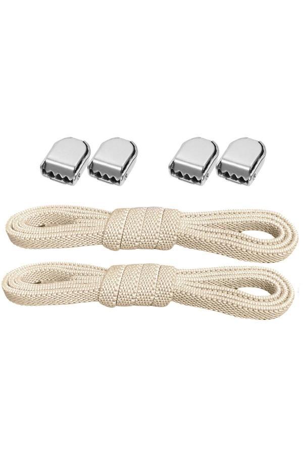 Akıllı Kilitli Ayarlanabilir 1 Çift Bej 6 MM Lastik Pratik Bağcık - Image 1
