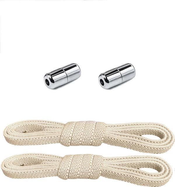 Ayarlanabilir 1 Çift Bej Vidalı Kapsül Uçlu 6 MM Lastik Pratik Bağcık - Image 1