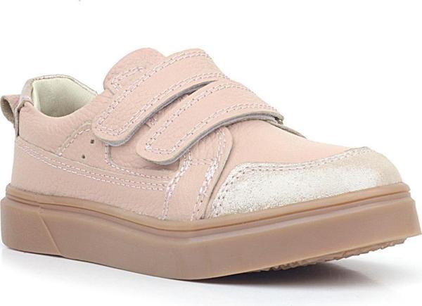Rakerplus Pudra Simli Hakiki Deri Cırtlı Kız Çocuk Sneaker Ayakkabı - Image 1