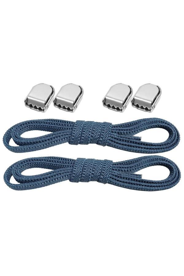Akıllı Kilitli Ayarlanabilir Lacivert 6 MM Lastik Pratik Bağcık 1 Çift - Image 1
