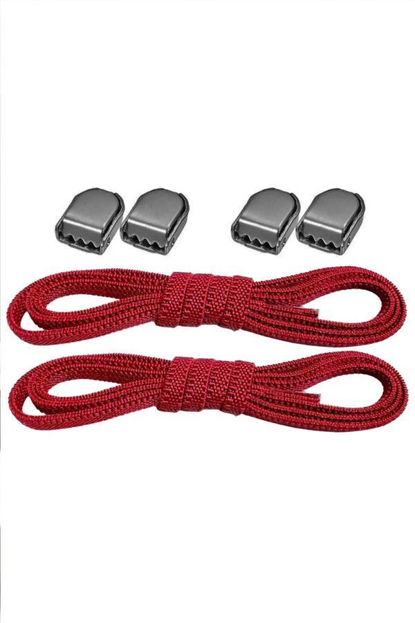Akıllı Kilitli Ayarlanabilir 1 Çift Kırmızı 6 MM Lastik Pratik Bağcık - Image 1