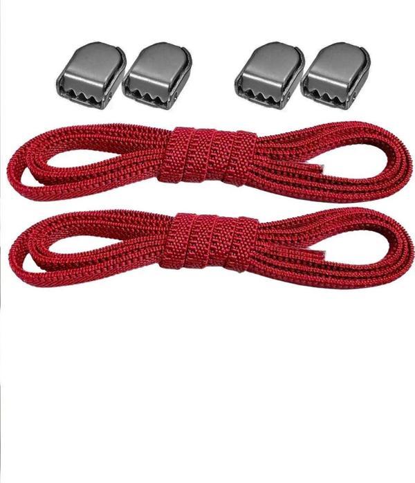 Akıllı Kilitli Ayarlanabilir 1 Çift Kırmızı 6 MM Lastik Pratik Bağcık - Image 1