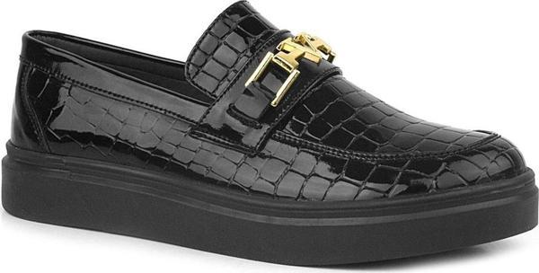 Rakerplus Siyah Rugan Tokalı Loafer Çocuk Klasik Ayakkabı - Image 1
