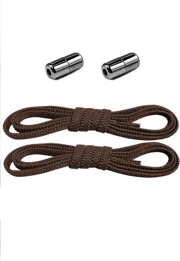 Ayarlanabilir 1 Çift Kahverengi Vidalı Kapsül Uçlu 6 MM Lastik Pratik Bağcık - Image 1