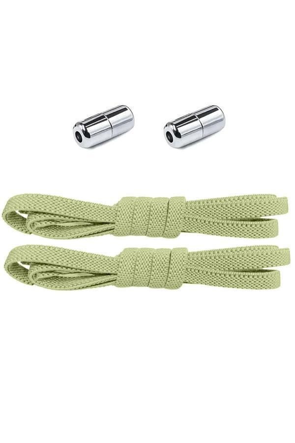 Ayarlanabilir 1 Çift Yeşil Vidalı Kapsül Uçlu 6 MM Lastik Pratik Bağcık - Image 1