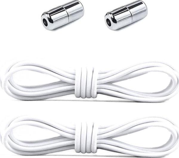 Ayarlanabilir 1 Çift Beyaz Vidalı Kapsül Uçlu Yuvarlak Lastik Pratik Bağcık - Image 1