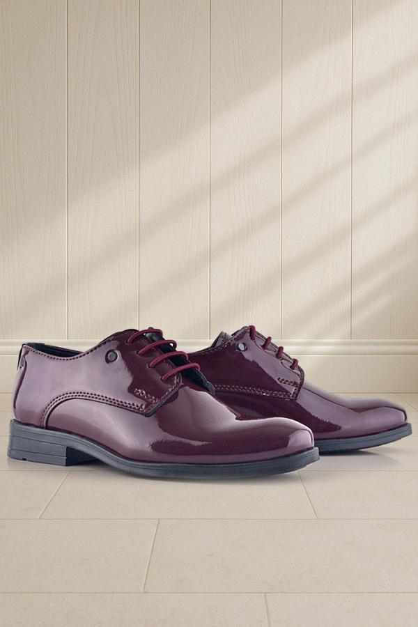 Rakerplus Bordo Rugan Bağcıklı Metal Detaylı Oxford Çocuk Klasik Ayakkabısı - Image 1