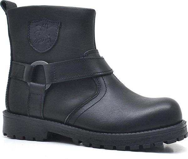 Rakerplus Chiron Hakiki Deri Siyah Fermuarlı Çocuk Çizme Bot - Image 1