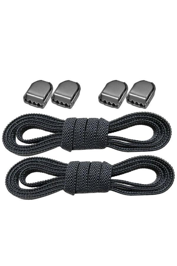 Akıllı Kilitli Ayarlanabilir Siyah 6 MM Lastik Pratik Bağcık 1 Çift - Image 1