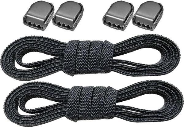 Akıllı Kilitli Ayarlanabilir Siyah 6 MM Lastik Pratik Bağcık 1 Çift - Image 1