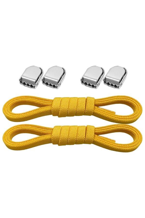 Akıllı Kilitli Ayarlanabilir Sarı 6 MM Lastik Pratik Bağcık 1 Çift - Image 1