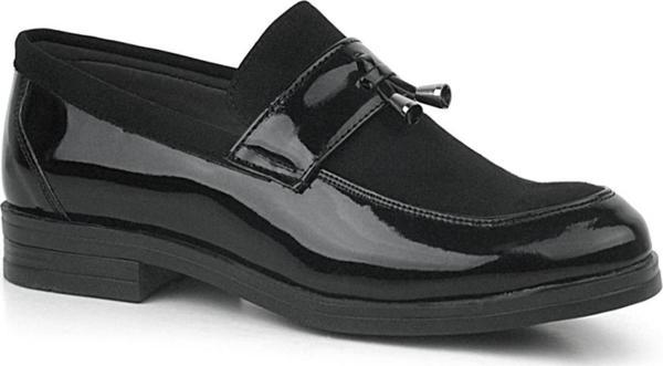Rakerplus Loafer Siyah Rugan Nubuk Erkek Klasik Çocuk Ayakkabı - Image 1