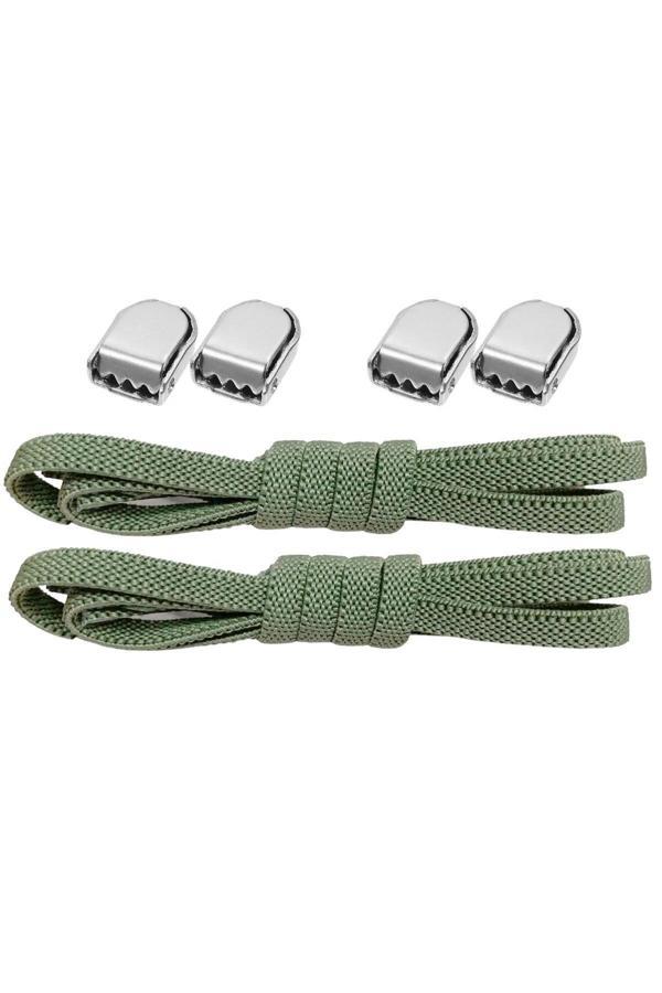 Akıllı Kilitli Ayarlanabilir Haki Yeşil 6 MM Lastik Pratik Bağcık 1 Çift - Image 1