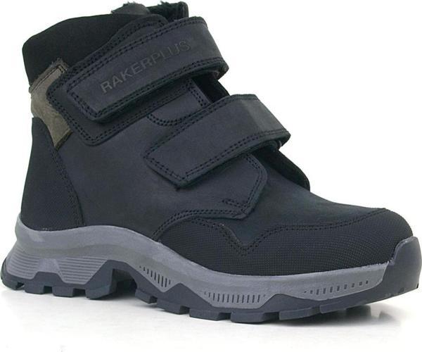 Rakerplus Trekking Hakiki Deri Siyah Cırtlı Erkek Çocuk Bot - Image 1