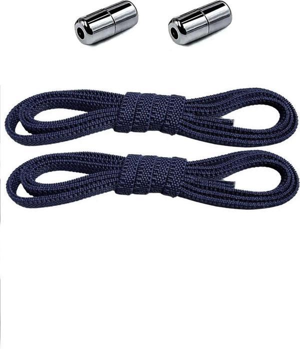 Ayarlanabilir 1 Çift Lacivert Vidalı Kapsül Uçlu 6 MM Lastik Pratik Bağcık - Image 1
