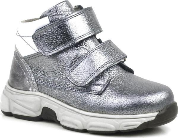 Rakerplus Hakiki Deri Platin Gri Cırtlı Kürklü Kız Çocuk Spor Bot - Image 1
