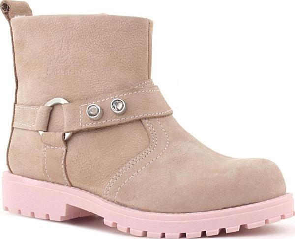 Rakerplus Chiron Hakiki Deri Pembe Fermuarlı Taşlı Kız Çocuk Bot - Image 1