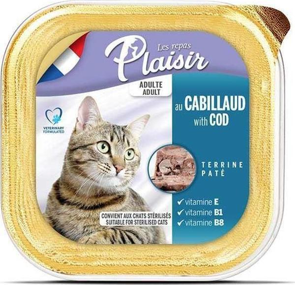 Plaisir Pate Ezme Morina Balıklı Kısırlaştırılmış Kedi Konservesi 100gr - Image 1