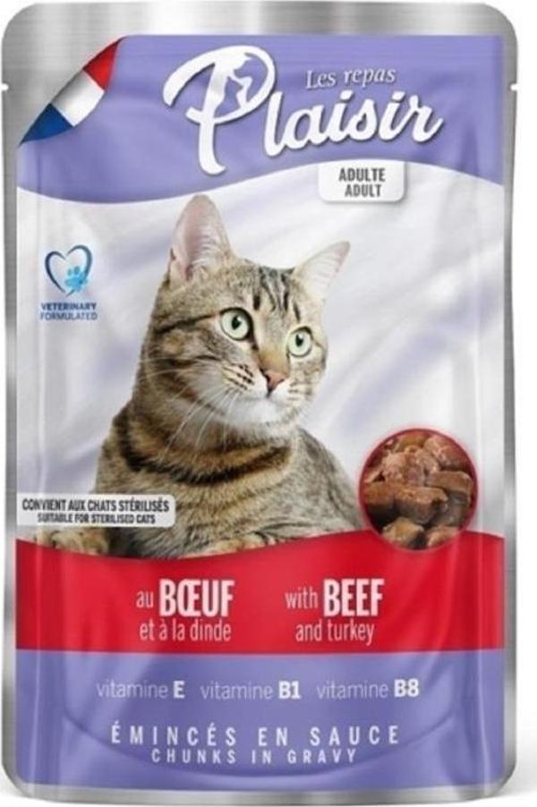 Plaisir Pouch Biftekli ve Hindili Kedi Konservesi 100 Gr - Image 1