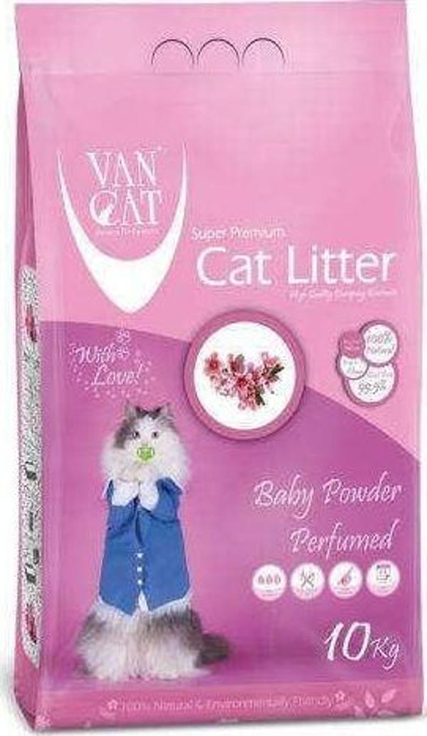 VanCat BabyPowder Bentonit Kedi Kumu İnce Taneli 10 KG - Image 1