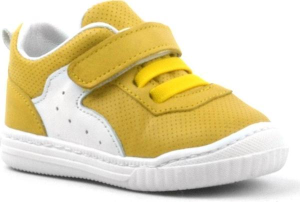 Rakerplus Pup Hakiki Deri Sarı Cırtlı Lastikli Bebek Sneaker - Image 1