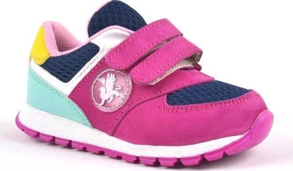 Rakerplus Hakiki Deri Fuşya Pembe Cırtlı Kız Bebek Spor Ayakkabı - Image 1