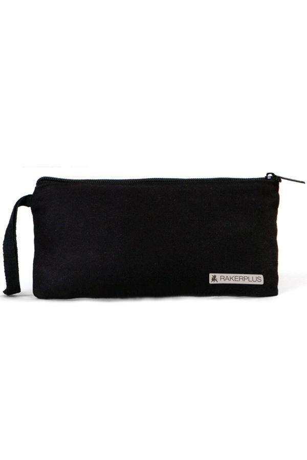 Rakerplus Siyah 21x10 cm Fermuarlı Gabardin Kumaş Kalemlik - Image 1