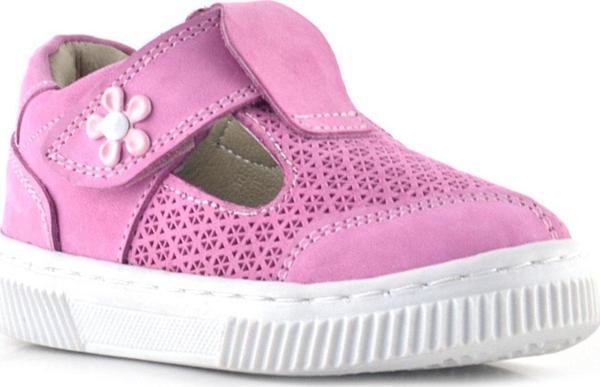 Rakerplus Bheem Hakiki Deri Pembe Cırtlı Çiçek Detaylı Bebek Sandalet - Image 1