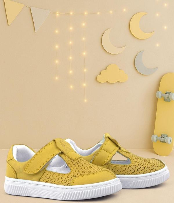 Rakerplus Bheem Hakiki Deri Sarı Cırtlı Bebek Sneaker Sandalet - Image 1
