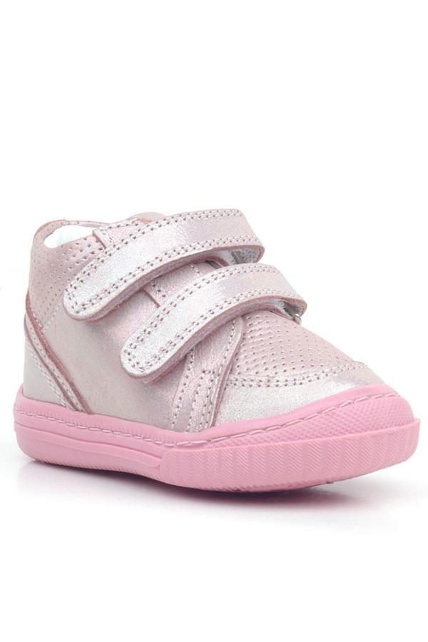 Rakerplus Raya Hakiki Deri Pembe Simli Cırtlı Kız Bebek Bot - Image 1