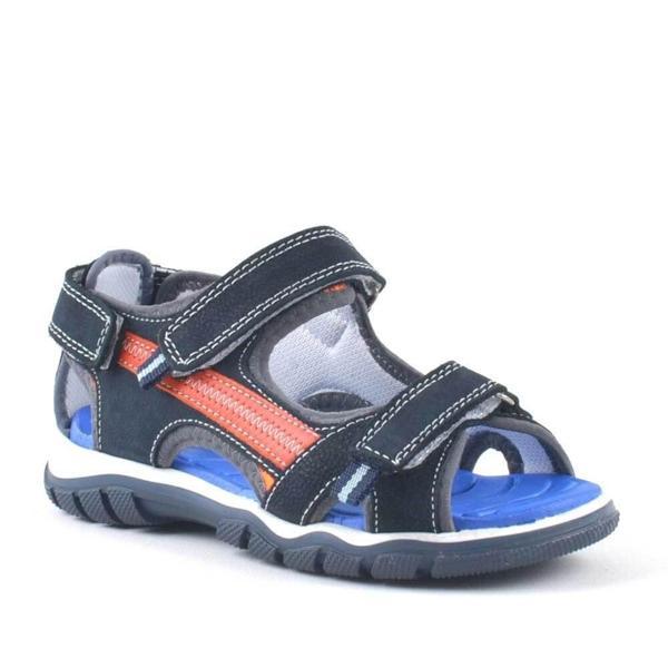 Hakiki Deri Lacivert Cırtlı Erkek Çocuk Outdoor Sandalet - Image 1