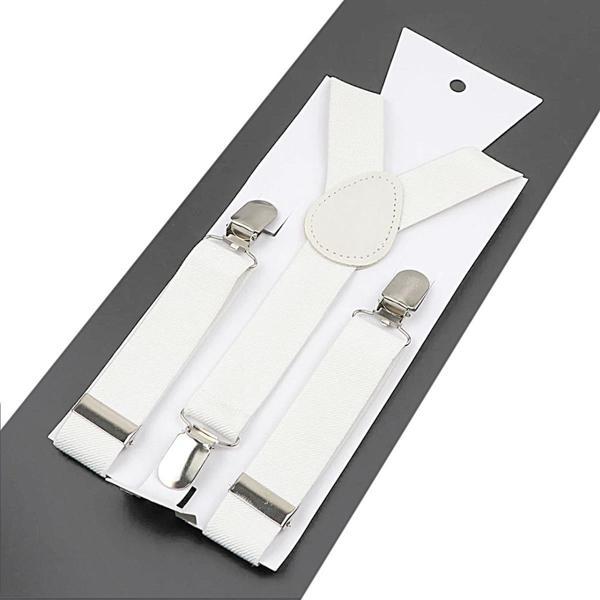 Beyaz Düz 3 Klipsli Elastik Çocuk Kemer Pantolon Askısı - Image 1