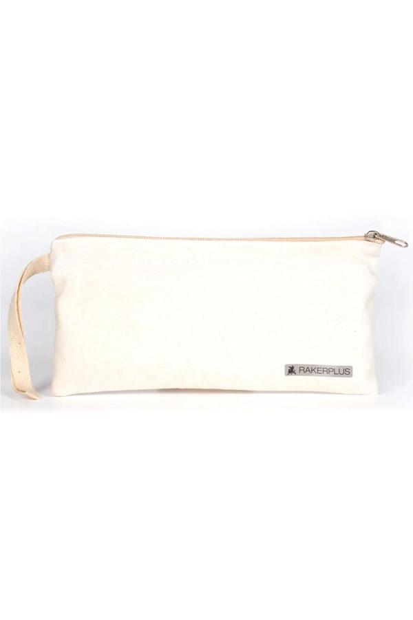 Rakerplus Krem 21x10 cm Fermuarlı Gabardin Kumaş Kalemlik - Image 1