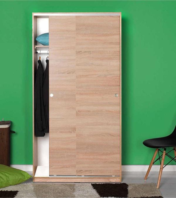 Adore Mobilya 5 Raflı Ara Bölmeli Sürgülü Gardırop SWD-436-SN-2 Sonoma - Image 1