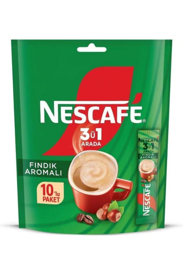 NESCAFE 3ü1 Arada Fındık Aromalı Çözünebilir Kahve 17g 10'lu Paket - Image 1