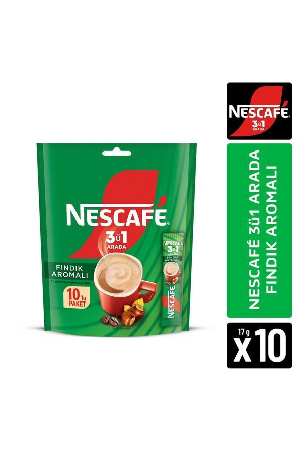 NESCAFE 3ü1 Arada Fındık Aromalı Çözünebilir Kahve 17g 10'lu Paket - Image 1