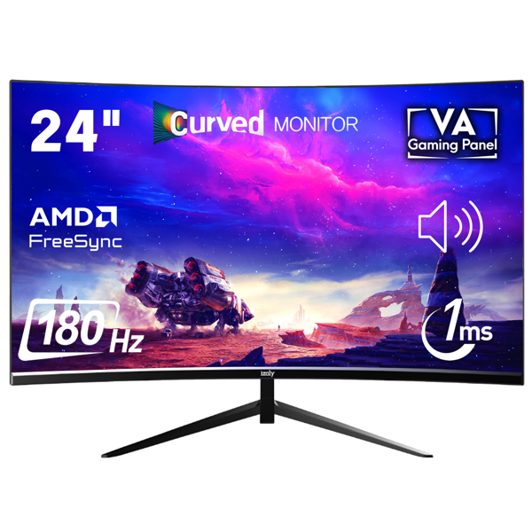 İzoly Oblivion CZ238F180 24" FHD 180Hz Curved Frameless Monitor, 178/178,230cd/Curved R1500,2XHDMI+DP+Speaker, with DP cable, VA  panel - Image 1