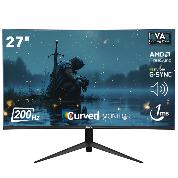 IZOLY 2756C200 27"1ms 200Hz Freesync/G-Sync FHD LED 2X HDMI 1X DP VA R1500 Curved Gaming Monitör - Image 1