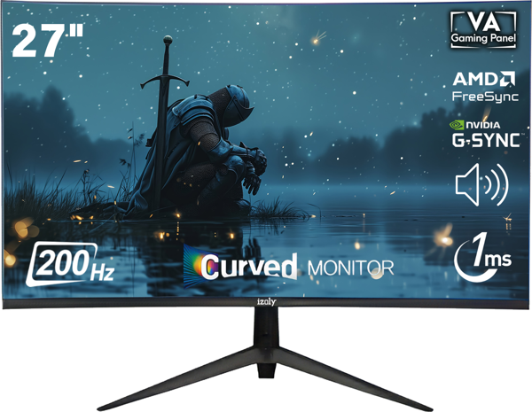 IZOLY 2756C200 27"1ms 200Hz Freesync/G-Sync FHD LED 2X HDMI 1X DP VA R1500 Curved Gaming Monitör - Image 1