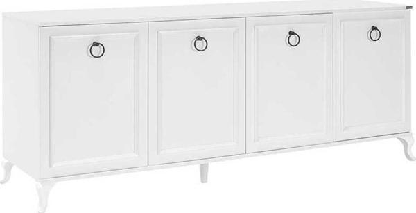 Adore Mobilya Country 4 Kapaklı Konsol-mat Lake Beyaz 182x83x52 Cm (GXYXD) - Image 1