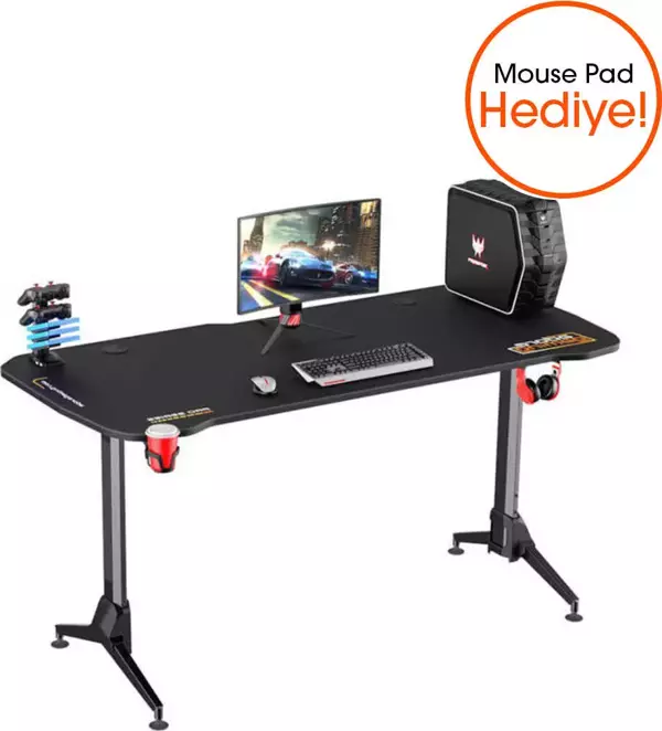 Adore Mobilya Adore Gaming Profesyonel Oyuncu Bilgisayar Masası Karbon Çelik Gövde Siyah - Image 1