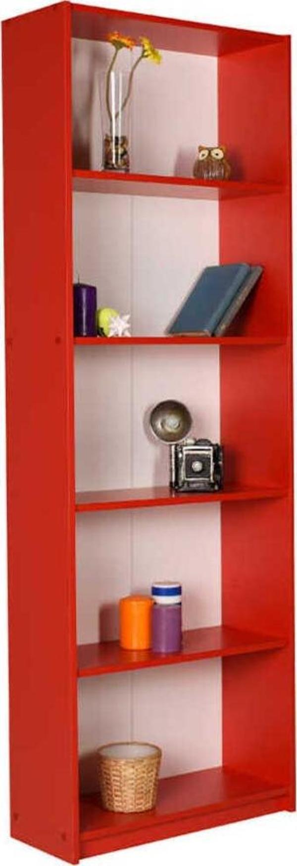 Adore Mobilya Modern 5 Raflı Kitaplık - Kırmızı - Image 1