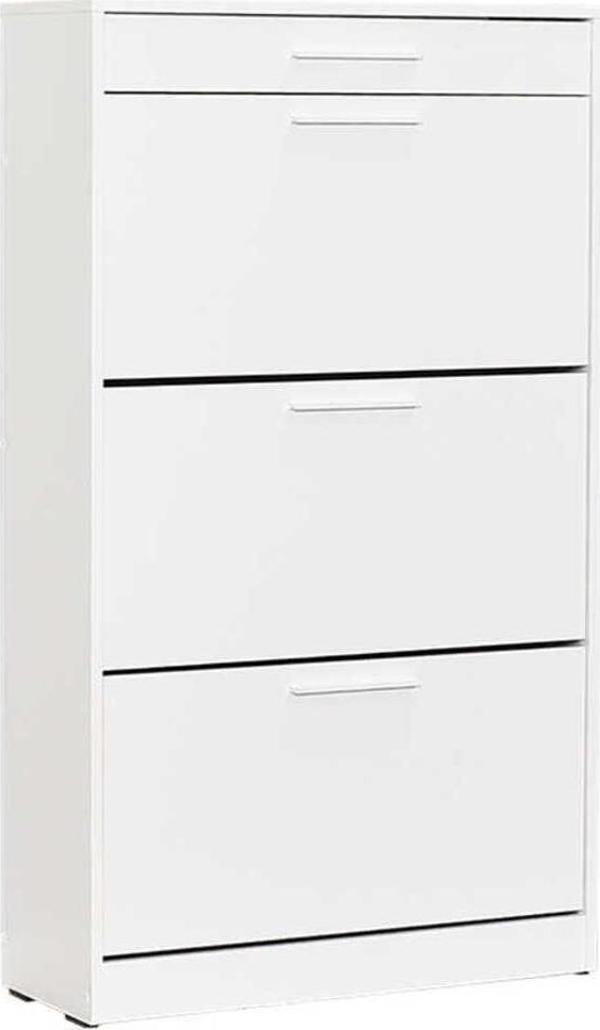 Adore Mobilya Flat Duo 3 Katlı Çekmeceli Ayakkabılık-mat Lake Beyaz 75x128x29 Cm (gxyxd) - Image 1