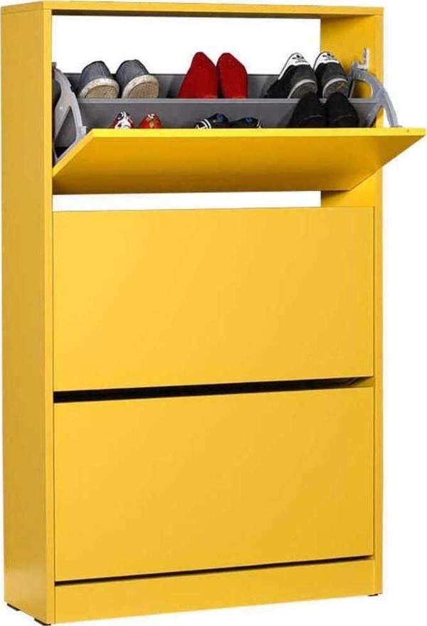 Adore Mobilya Flat Duo 3 Katlı Geniş Ayakkabılık Sarı - Image 1