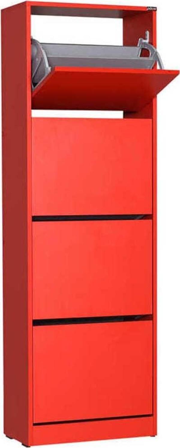 Adore Mobilya Flat Duo 4 Katlı Ayakkabılık Dolabı - Kırmızı - Image 1