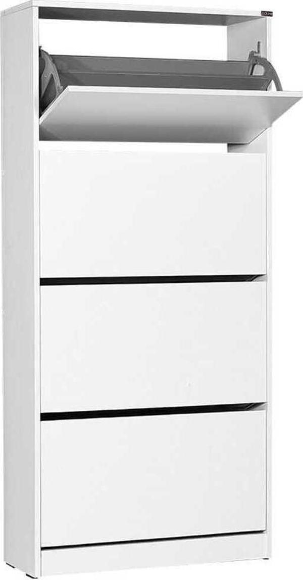 Adore Mobilya Flat Duo 4 Katlı Geniş Ayakkabılık-mat Beyaz 73x157x26 Cm (gxyxd) - Image 1