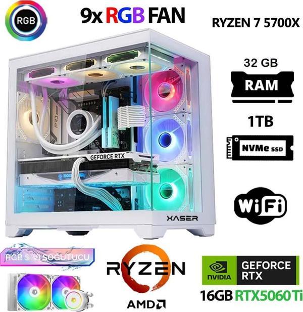 Xaser SovaX60 Ryzen 7 5700x 32GB Ram 1TB M.2 NVMe SSD 16GB RTX5060Ti Sıvı Soğutmalı Hazır Sistem Oyuncu Bilgisayarı - Image 1