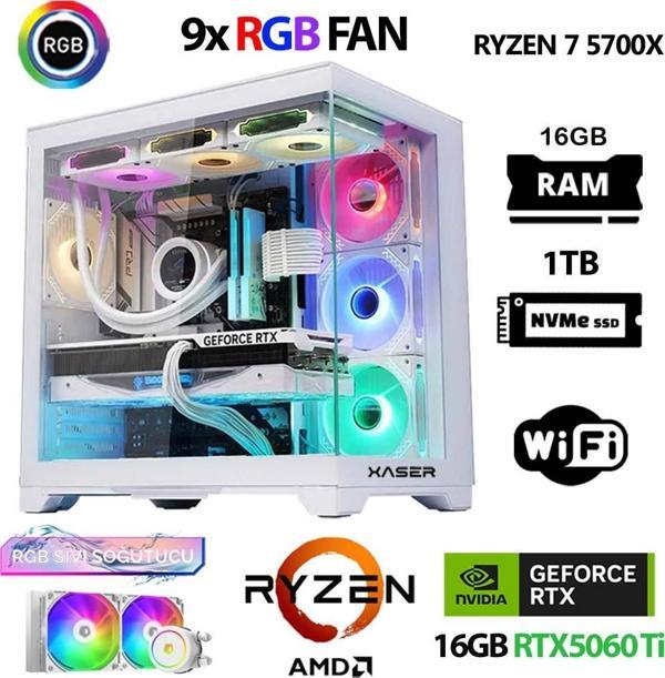 Xaser SovaX50 Ryzen 7 5700x 16GB Ram 1TB M.2 NVMe SSD 16GB RTX5060Ti Sıvı Soğutmalı Masaüstü Oyuncu Bilgisayarı - Image 1